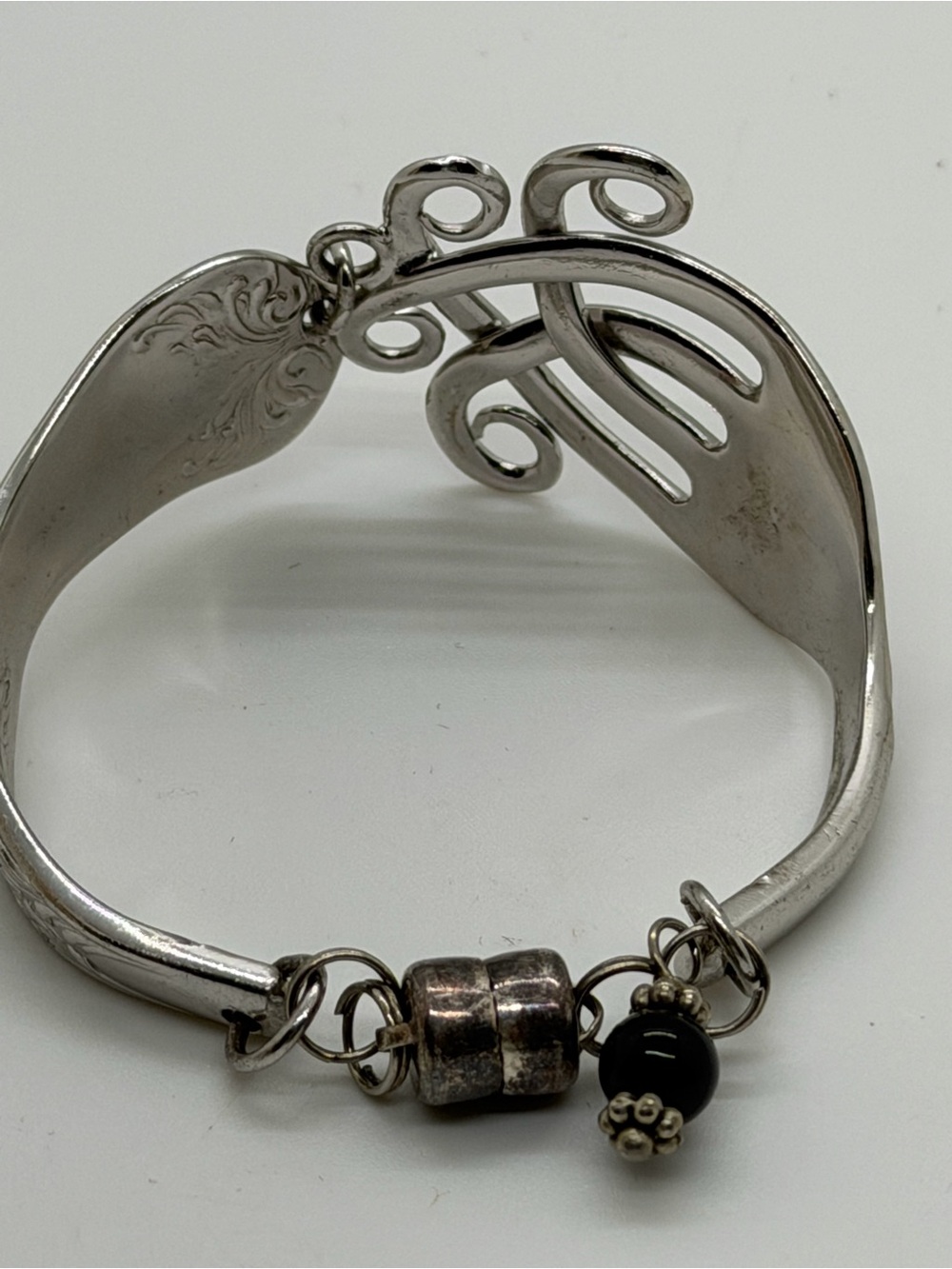 Vintage WM ROGERS MFG CO ORIGINAL Signed Scrolled Cuff Fork Silverware Bracelet - Picture 3 of 7